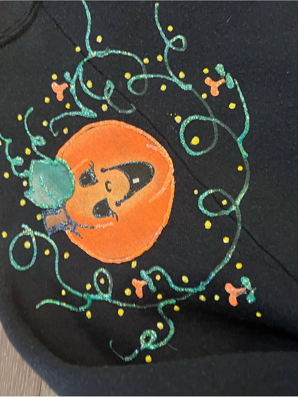 Vintage Halloween Sweatshirt Womens Large Crewneck Puff Paint Granny - Picture 8 of 8